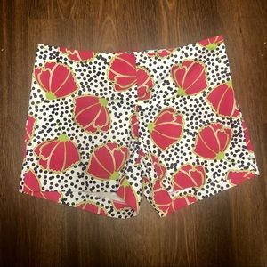 Floral and polka dot fabric shorts